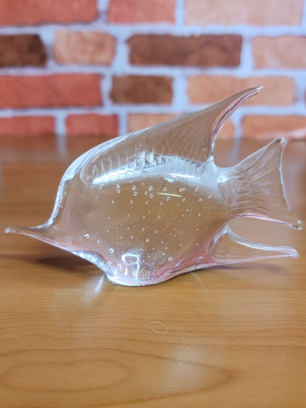 Clear Art Glass Angel Fish Paperweight
